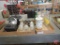 Ceramic/glass insulators, bottles, Brownie Hawkeye camera, hand mixer, grinder. 3 boxes