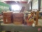 Spools, spool stand, jump rope, round wood containers with handles - one with lid
