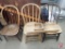 (3) wood chairs, wall quilt hanger, kraut cutter. 5pcs