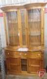 Keepsakes 2pc china cabinet with convex glass doors, glass shelves, lighted,