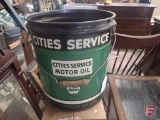 Metal Cities Service Motor oil pail with bail handle