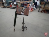 Wrought iron music stand, vintage Queen vacuum cleaner, pieces of vintage book holder