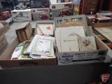 Vintage cards and Valentines, religious booklets, and empty photo album. 2 boxes