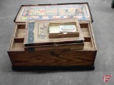 Vintage child's wood tool chest, pencils