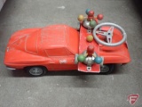 Vintage ride-on car and pull-along toy