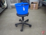 Rolling stool and plastic bucket