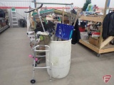 Yard and garden tools, brooms, GreenWorks trimmer, crutches, walker