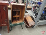 Wood: (2) step stools, box, divided box, and funnel-shaped box. 5pcs