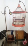 Vintage bird cage with stand, floor lamp. 2pcs