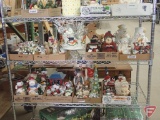 Snowman: figurines, ornaments, planter, pedestal bowl.