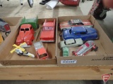 Metal cars and trucks: Tonka, Tootsietoy, Ferri-toy, and others. 2 boxes