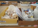 Sea shells, egg cups, mugs, figurines. 4 boxes