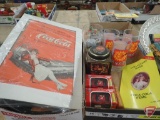Coca-Cola advertising items, feed sacks, Zion Lutheran School plate, Brer Rabbit syrup tin,