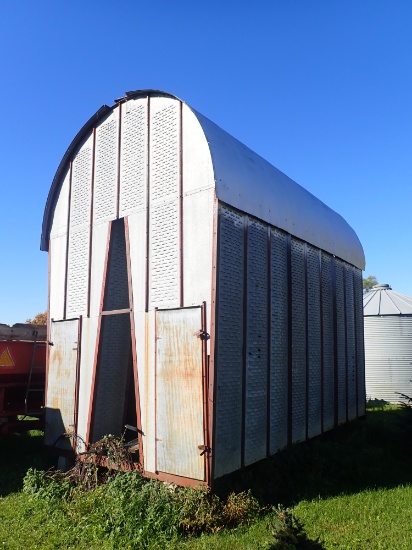 STEEL DOUBLE WIDE CORN CRIB, 18'L X 11 1/2'W X 17'T WITHOUT VENT CAP