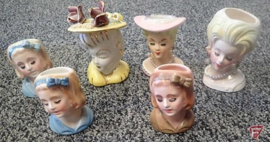 Head vases, most are 2-4"h. 2 boxes