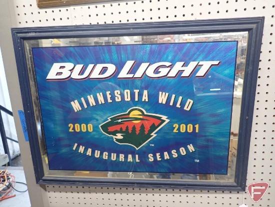 Bud Light Minnesota Wild framed mirror, 31"x23"