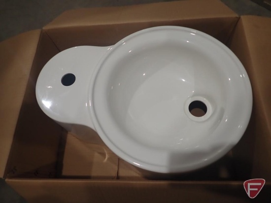 Fiberglass single bowl RV bathroom sink (2), 21"l x 15" x 8 1/4"t, part # 194590-01-02A, unused