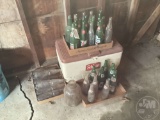 QTY OF MISC. VINTAGE SODA BOTTLES, SCHMIDT COOLER