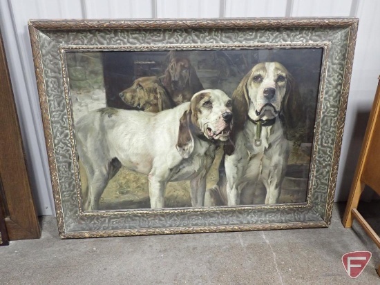 Vintage Winchester Bear Dogs framed print by H R Poore 43"x32"