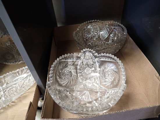 CUT GLASS BOWLS AND RELISHES. 2BOXES