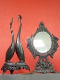 BLACK HEAVY METAL MIRROR IN STAND 19