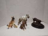 DOG FIGURINES AND SCULPTURE: BRASS, CAST IRON, PORCELAIN, TALLEST IS