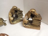 DACHSHUND FIGURINES: BRASS, PORCELAIN, BOOKENDS. 3BOXES