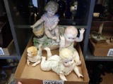 (2) PORCELAIN BABIES WITH CROSSED ARROWS MARK, GIRL VASE 10