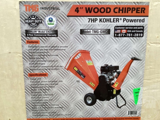 TMG INDUSTRIAL 4" WOOD CHIPPER, MN TMG-GWC4, 7HP KOHLER ENG