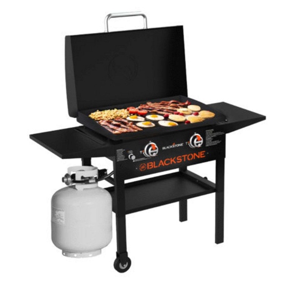 BLACKSTONE GRIDDLE WITH COVER, AND GRIDDLE ACCESSORIES, BY COMPEER