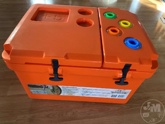 ZOETIS ORANGE 4-HOLSTER VACCINE COOLER: THIS IS A COLOR-CODED ANIMAL