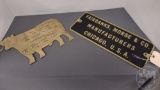 FAIRBANKS, MORSE AND CO BRASS SIGN AND BEEF SIGN