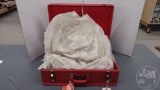 WEDDING DRESS IN RED SUIT CASE, DRESS HAS TAKEN ON