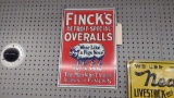 FINCK'S OVERALLS METAL SIGN, 12