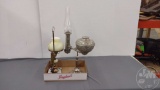 (2) DESK LAMPS, ONE IS KEROSENE AND ONE ELECTRIC