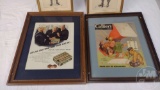 VINTAGE MILITARY PRINTS AND ADVERTISING, FRAMED. PRINTS ARE 10