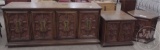 STANLEY BUFFET/CRAFT CABINET WITH MATCHING END TABLES. 3 PIECES