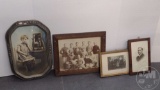 VINTAGE PHOTOS IN FRAMES, ONE WITH CONVEX GLASS
