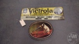 VICTROLA METAL SIGN AND TRAY, SIGN IS 28