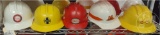 (5) RAILROAD SAFETY HARDHATS. ALL ON 3RD SHELF OF CART