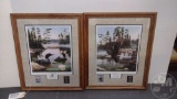 (2) NATIONAL PARK SERIES FRAMED PRINTS WITH STAMP AND COINS,
