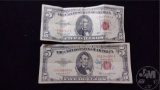 1953 B $5 RED SEAL NOTE, 1963 $5 RED SEAL