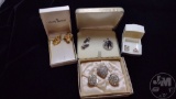 10K GOLD PIERCED EARRINGS WITH POSSIBLE PEARLS, 1.7 DWT, COSTUME