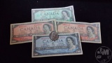 1964 KENNEDY HALF DOLLAR, CIRC. CONDITION; CANADIAN PAPER MONEY: 1967