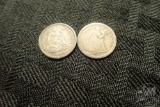 (2) US COINS: 1862 HALF DIME, VG OR BETTER; 1857