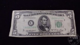 1950 A $5 FEDERAL RESERVE NOTE, AVG. CIRC.