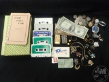 GRAB BAG: (5) RELIGIOUS CASSETTE TAPES, (5) CUFFLINKS (SOME NON-MATCHING),
