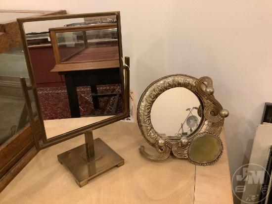 BRASS AND METAL MIRRORS, (2)