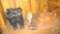 BUDDHA STATUES (2), ELEPHANT STATUE AND STONE HEAD; THIS LOT