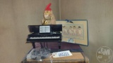 PIANO MUSIC BOX WITH DISCS, WIND-UP MONKEY, DIONNE QUINTUPLETS BABY